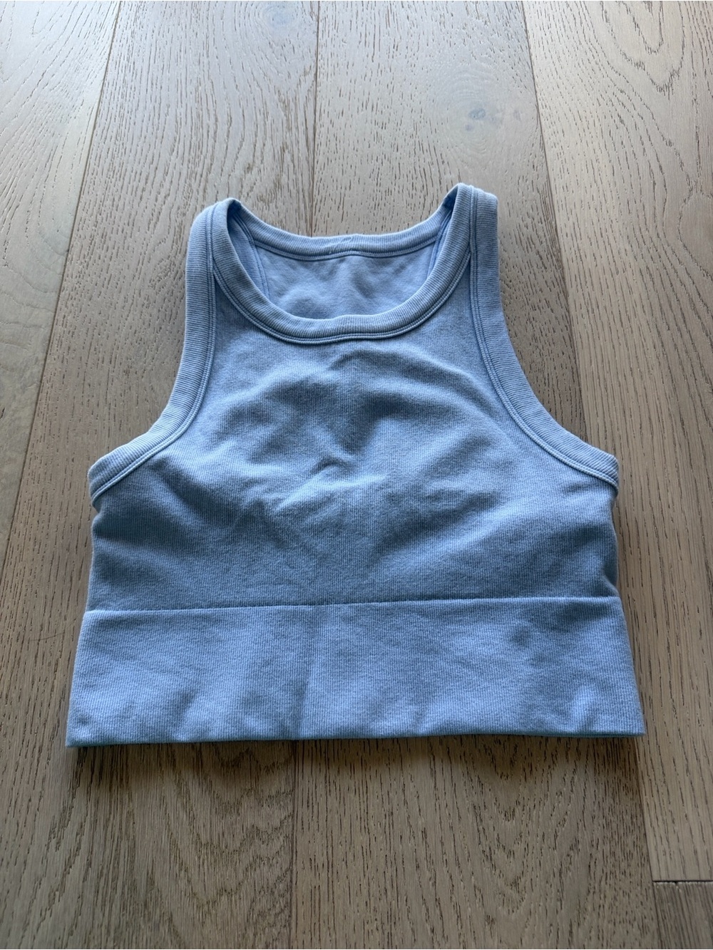 ALO Yoga Seamless Delight sea shell Blue Cropped Tank Top - Picture 4 of 5